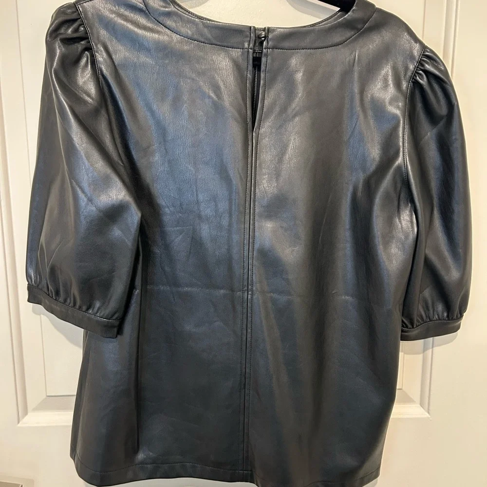 BB Dakota Steve Madden Faux Leather Puff Sleeve Top - Picture 3 of 3